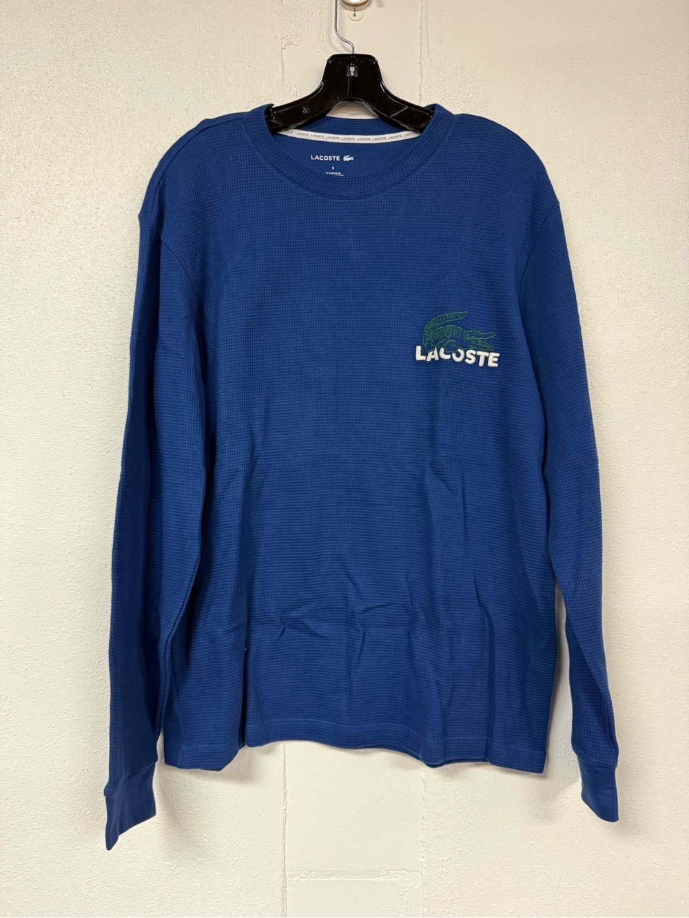 Lacoste Men's Royal Blue Crewneck Sweater with Embroidered Croc